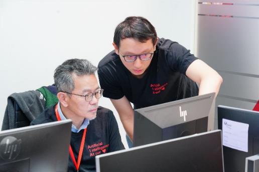 Team members working together
